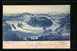 AK Der Rheinfall Vor Bergpanorama, Eisenbahnbrücke Mit Dampflok  - Autres & Non Classés