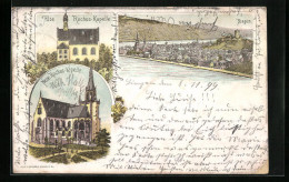 Lithographie Bingen, Teilansicht Mit Burg, Alte Und Neue Rochus-Kapelle  - Bingen
