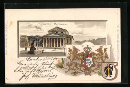 Passepartout-Lithographie München, Ortspartie Am Hoftheater, Wappen  - Autres & Non Classés