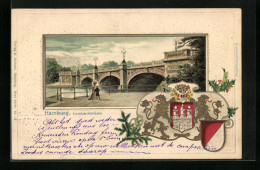 Passepartout-Lithographie Hamburg-Neustadt, Ortspartie An Der Lombardsbrücke, Wappen  - Autres & Non Classés