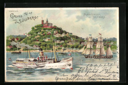 Lithographie Hamburg-Blankenese, Süllberg, Segelschiff, Elbdampfer Prinzessin Heinrich  - Blankenese
