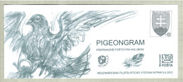Slovakia 2003, Bird, Birds, Postal Stationery, Pigeongram, 1v, MNH** - Andere & Zonder Classificatie