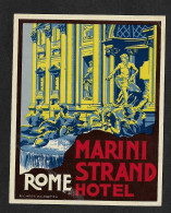 Marini Strand Hôtel Rome Roma Italie Etiquette 8x10 Cm Env - Etiketten Van Hotels