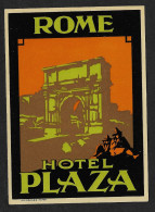 Hôtel Plaza Rome Roma Italie Etiquette 10x13,5 Cm Env - Hotel Labels