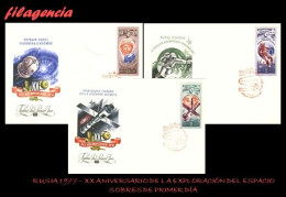 RUSIA SPD-FDC. 1977-34 XX ANIVERSARIO DE LA EXPLORACIÓN DEL ESPACIO - FDC