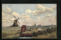 Künstler-AK Photochromie Nr.: 2945, Zaandam, Windmühlen Am Feld  - Autres & Non Classés