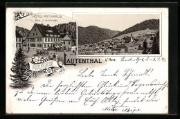 Lithographie Lautenthal, Hotel Rathaus, Teilansicht  - Sonstige & Ohne Zuordnung