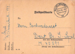 German Feldpost WW2 To A Dr. In Forschungsinstitut Für U-Bootsmedizin (Institute For Submarine Medicine), Posted Wilhelm - Militaria