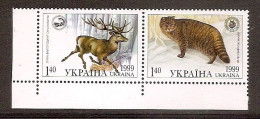 UKRAINE 1999●Mi 321-22●Fauna●Deer●Forest Cat●MNH - Ukraine