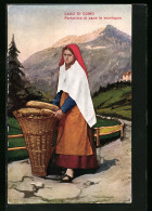 Cartolina Lago Di Como, Portatrice Di Pane In Montagna  - Non Classés