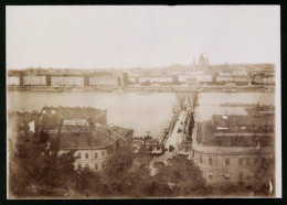 Fotografie Brück & Sohn Meissen, Ansicht Budapest, Blick über Die Kettenbrücke Und Donau Nach Der Stadt  - Lieux
