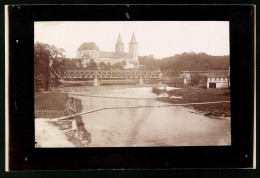 Fotografie Brück & Sohn Meissen, Ansicht Rochlitz I. Sa., Blick Auf Den Schwankenden Steg Und Schloss, Spiegelverkehrt  - Lieux