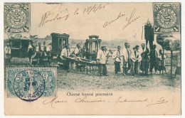 CPA - CHINE - Chinese Funeral Procession - Affr 5c Blanc X2 Cad Shang-Hai Chine 18/5/1906 - China