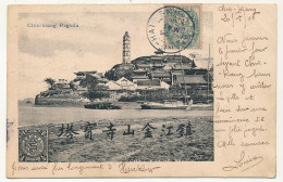 CPA - CHINE - Chin-kiang Pagoda - Affr 5c Blanc X2 Cad Shang-Hai Chine 26/5/1906 - China