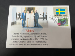 2-6-2024 (7) ABBA Awarded The "Royal Order Of Vasa" By Sweden King Carl XVI (SWeden UN  Flag Stamp) - Enfermedades