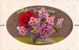 R164711 Fond Greetings On My Sons Birthday. Flowers In Vases. M. K. And Co - World