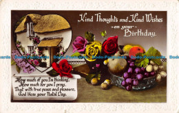 R164718 Greetings. King Thoughts And Kind Wishes On You Birthday. House. Flowers - Monde