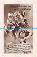 R164006 Greetings. Remembrance On Your Birthday. Roses. RP. 1946 - Monde