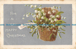 R164768 Greetings. Best Wishes. For A Very Happy Christmas. Flowers In Basket. D - Welt
