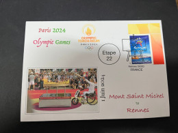 2-6-2024 (7) Paris Olympic Games 2024 - Torch Relay (Etape 22) In Rennes (1-6-2024) With Olympic Stamp - Eté 2024 : Paris