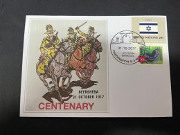 1-6-2024 (2) Battle Of Beersheba Memorial (31th October 1917) Postmark For Centenary 31-10-2017 (Israel UN Flag Stamp) - Militaria