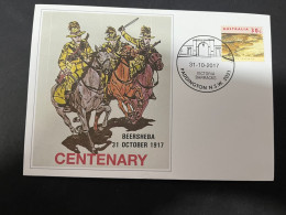 1-6-2024 (2) Battle Of Beersheba Memorial (31th October 1917) Postmark For Centenary 31-10-2017 (OZ Stamp) - Militaria