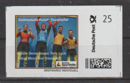 Germany Briefmarke Individuell Deutsche Sporthilfe: Gold Medal Sledge At The World Championship In Latvia 2015: Natalie - Wintersport (Sonstige)