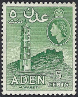 ADEN 1953 QEII 5c Yellowish Green SG48 MH - Aden (1854-1963)