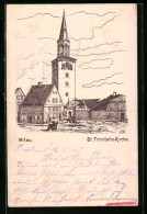 Künstler-AK Mitau, St. Trinitatis-Kirche  - Latvia