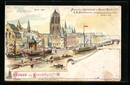 Künstler-AK Frankfurt / Main, Stadtansicht Anno 1864, Reklame Für Wurstfabrik C. G. Hartmann  - Frankfurt A. Main