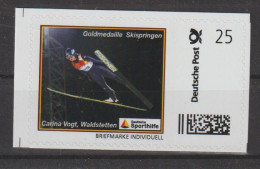 Germany Briefmarke Individuell Deutsche Sporthilfe: Carina Vogt, The First Woman To Win An Olympic Ski Jumping Gold Meda - Invierno 2014: Sotchi