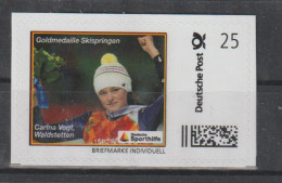 Germany Briefmarke Individuell Deutsche Sporthilfe: Carina Vogt, The First Woman To Win An Olympic Ski Jumping Gold Meda - Hiver 2014: Sotchi
