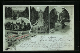 Mondschein-Lithographie Wilhelmshöhe, Löwenburg, Die Cascaden, Der Aquädukt-Wasserfall  - Autres & Non Classés