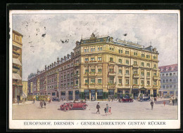 Künstler-AK Dresden, Hotel Europahof, Generaldirektion: Gustav Rücker  - Dresden