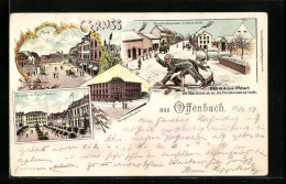 Lithographie Offenbach, Frankfurterstrasse Im Jahre 1836, Markt, Aliceplatz  - Offenbach
