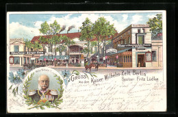 Lithographie Berlin-Tiergarten, Gasthaus Kaiser Wilhelm-Zelt  - Dierentuin
