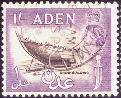 ADEN 1953 QEII 1/- Sepia & Reddish-Violet SG62 Used - Aden (1854-1963)