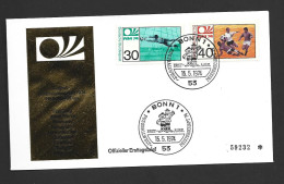 West Germany Soccer World Cup 1974 Set Of 2 On Gold Cacheted FDC Listing Stadiums , Special Postmarks - 1974 – West-Duitsland