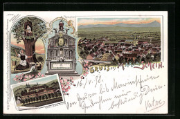 Lithographie Maria Schein, Ortsansicht Mit Kirche Und Hochaltar  - Czech Republic