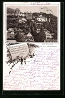 Vorläufer-Lithographie Heidelberg, Schloss Von Der Hirschgasse Betrachtet 1890  - Heidelberg