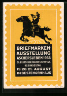 AK Aschersleben, Briefmarken-Ausstellung 1933, Postbeamter Zu Pferd  - Timbres (représentations)