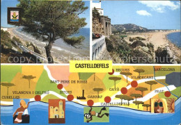 72309210 Castelldefels Strandpartien Mit Karte Castelldefels - Other & Unclassified