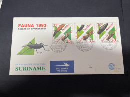 2-6-2024 (9) Suriname FDC - 1993 - Insects (posted With Additional Malaysia Stamps At Back) ? - Andere & Zonder Classificatie