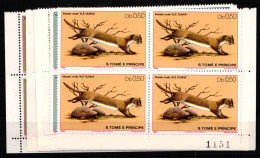 Sao Tome E Principe 673-678 Postfrisch Viererblocks Tiere #IB117 - Sao Tomé E Principe