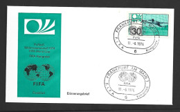 West Germany Soccer World Cup 1974 30pf Single On Cacheted Cover For FIFA Congress , Special Postmarks - 1974 – Allemagne Fédérale