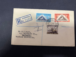 2-6-2024 (9) Sain Vincent FDC - 1953 - South Africa Triangle Shape Stamp Registered Cover Posted To Australia - FDC