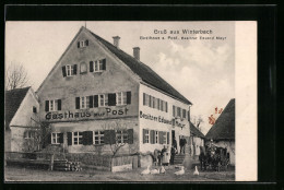 AK Winterbach, Gasthaus Zur Post, Strassenansicht Mit Kutsche  - Autres & Non Classés