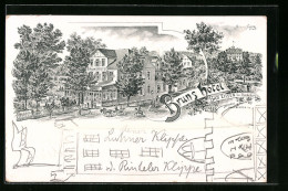 Lithographie Bad Eilsen Bei Bückeburg, Bruns Hotel Mit Arensburg  - Bückeburg