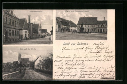 AK Schildau, Gneisenaustrasse, Markt Mit Gneisenaudenkmal  - Autres & Non Classés