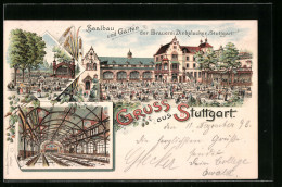 Lithographie Stuttgart, Saalbau Und Garten Der Brauerei Dinkelacker Stuttgart  - Stuttgart